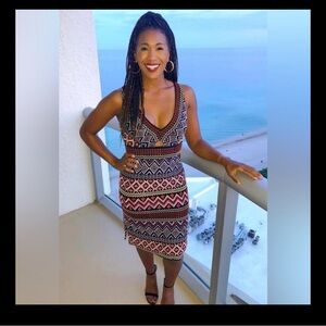 Multicolor Geometric Pattern Dress